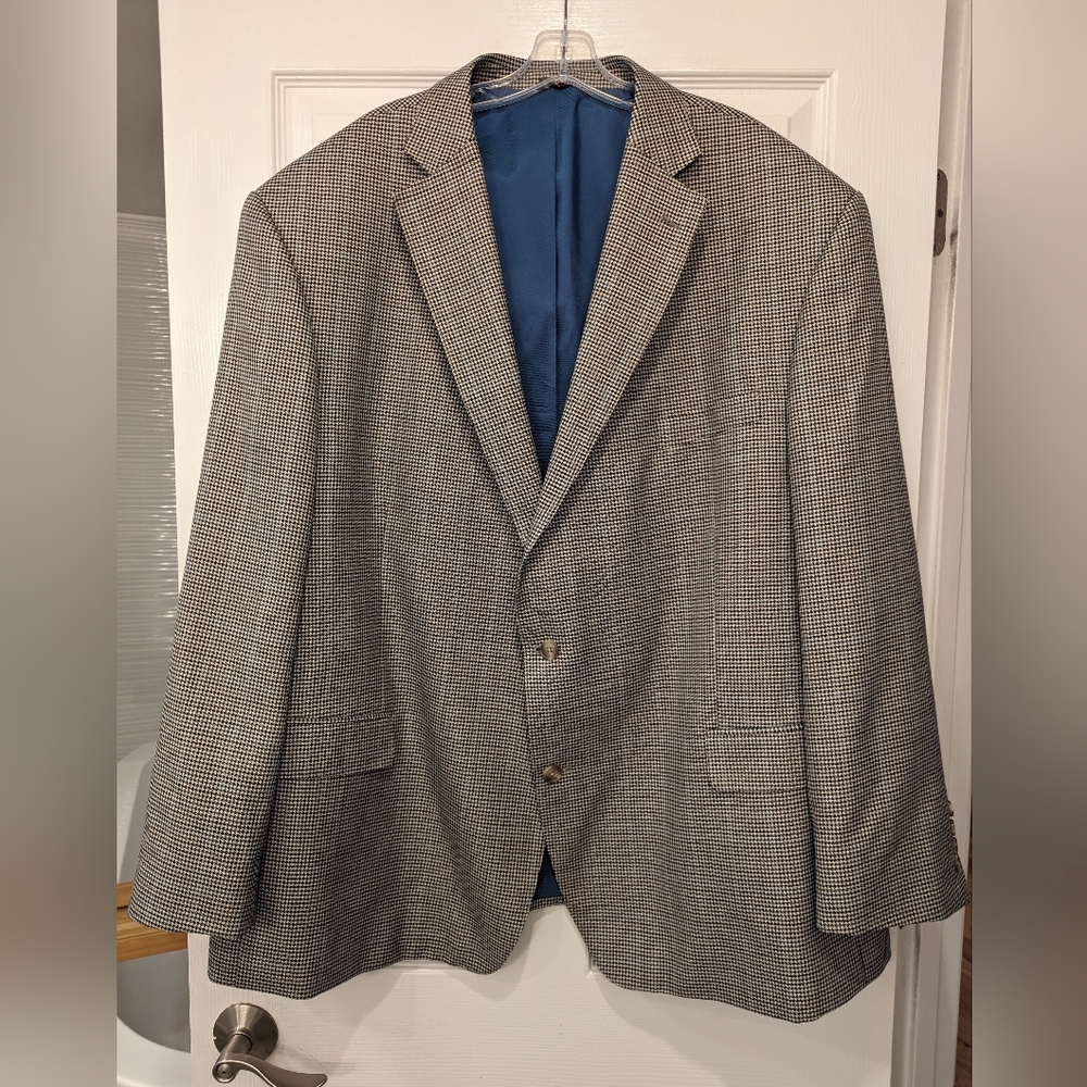Oak Hill Suit Blazer Sports Coat Notch Collar 2 button houndstooth gray 54/56R